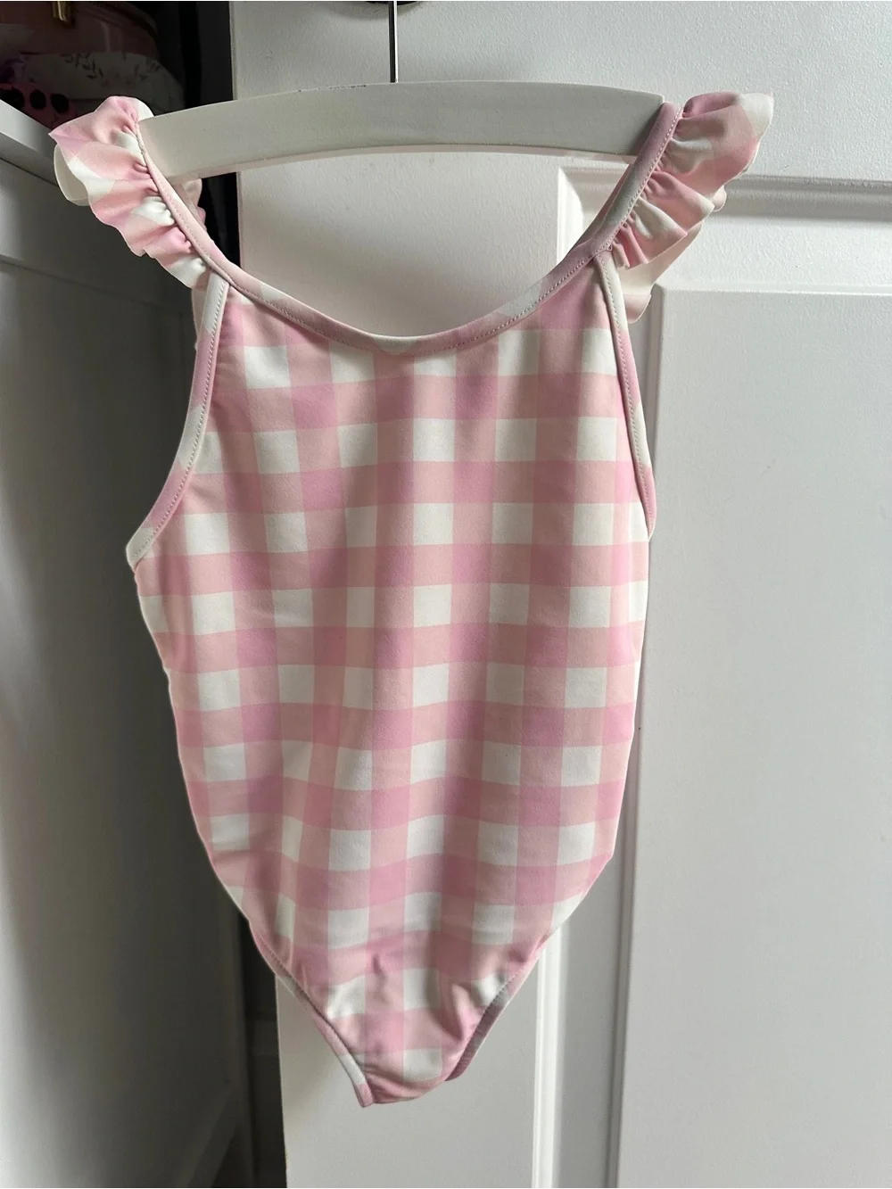 Ralph Lauren Polo Pink and White Gingham Ruffle Strap One-Piece Sz 2T